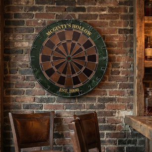 Aangepaste pubnaam groene marmer & espresso dartbord