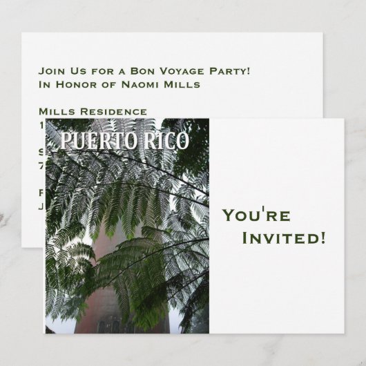 Aangepaste Puerto Rico Bon Voyage Party Kaart (Voorkant / Achterkant)