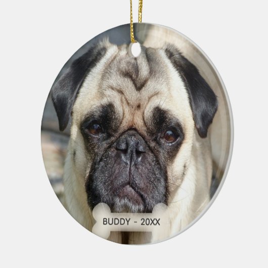 Aangepaste Pug Dog Foto Keramisch Ornament (Links)