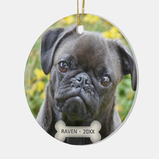 Aangepaste Pug Dog Foto Keramisch Ornament (Links)