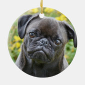 Aangepaste Pug Dog Foto Keramisch Ornament (Achterkant)