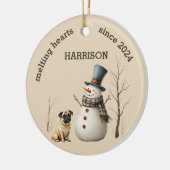 Aangepaste Pug Dog Hart smelten Keepsake Keramisch Ornament (Links)