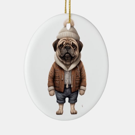 Aangepaste Pug Dog Keramisch Ornament (Rechts)