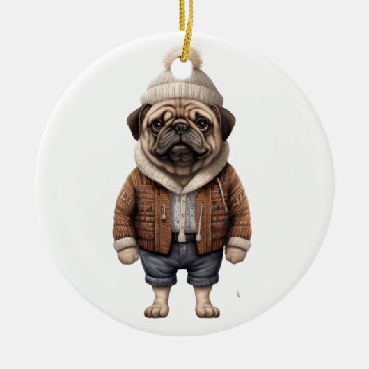 Aangepaste Pug Dog Keramisch Ornament (Voorkant)