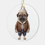 Aangepaste Pug Dog Keramisch Ornament (Links)