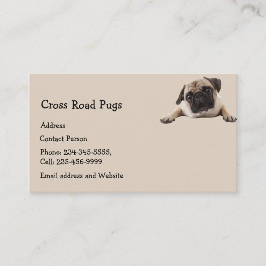 Aangepaste Pug Dog Pet Animal Logo Business Car Bu Visitekaartje (Voorkant)