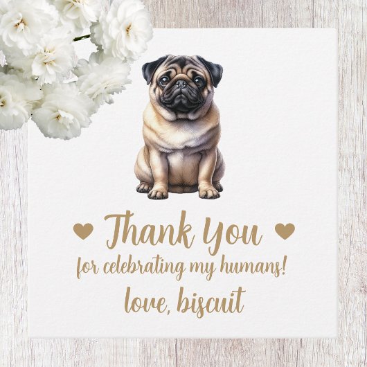 Aangepaste Pug-hond trouwgunstlabels Bedankjes Labels