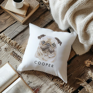 Aangepaste Pug Hondenras Hondennaam Hondenliefhebb Kussen