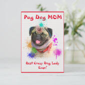 Aangepaste Pug Mam Beste Crazy Dog Lady Digitale K Bedankkaart (Staand voorkant)