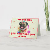 Aangepaste Pug Mam Hond Beste Gekke Hond Dame Ooit Bedankkaart (Voorkant)