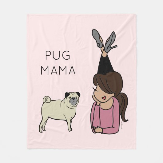 Aangepaste Pug Mama Fleece Blanket (Voorkant)