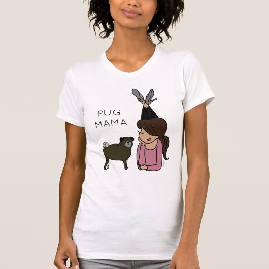 Aangepaste Pug Mama T-Shirt (Voorkant)