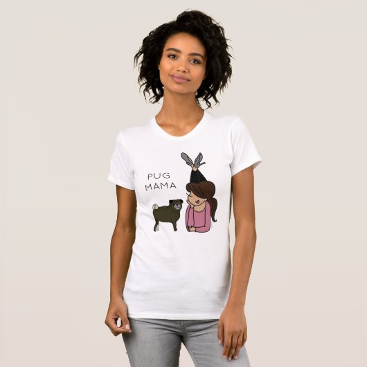 Aangepaste Pug Mama T-Shirt (Voorkant volledig)