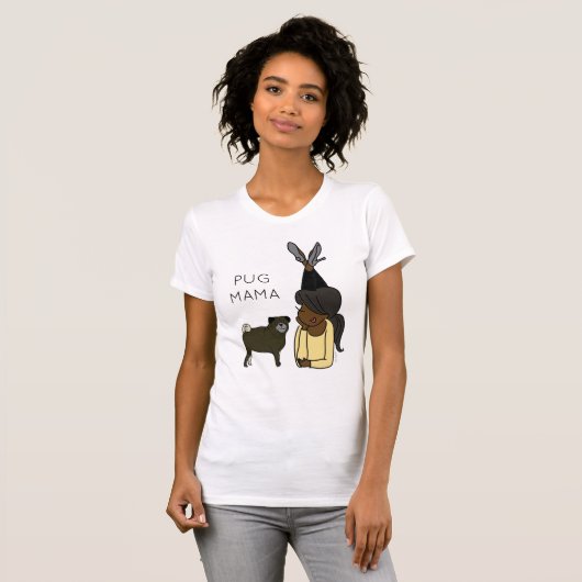 Aangepaste Pug Mama T-Shirt (Voorkant volledig)