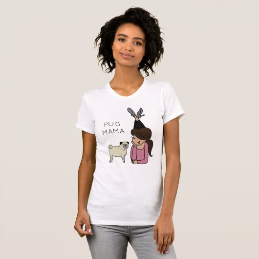 Aangepaste Pug Mama T-shirt (Voorkant volledig)