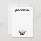 Aangepaste Pug-notiecards RSVP Kaartje (Voorkant)