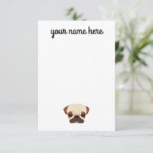 Aangepaste Pug-notiecards RSVP Kaartje (Staand voorkant)