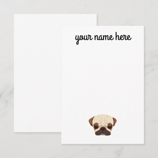 Aangepaste Pug-notiecards RSVP Kaartje (Voorkant / Achterkant)