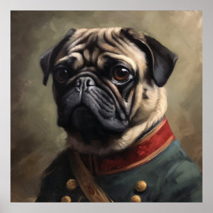 Aangepaste Pug Regal Historische Militaire Poster