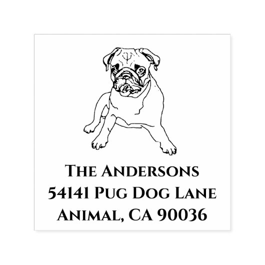 Aangepaste Pug Return Address Stempel (Design)
