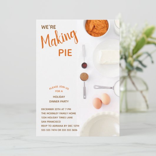 Aangepaste Pumpkin Pie Holiday Dinner Party Kaart (Staand voorkant)