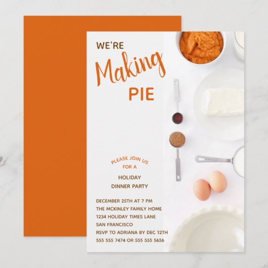 Aangepaste Pumpkin Pie Holiday Dinner Party Kaart (Voorkant / Achterkant)