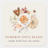 Aangepaste Pumpkin Spice Blend Favor Vierkante Sticker (Voorkant)