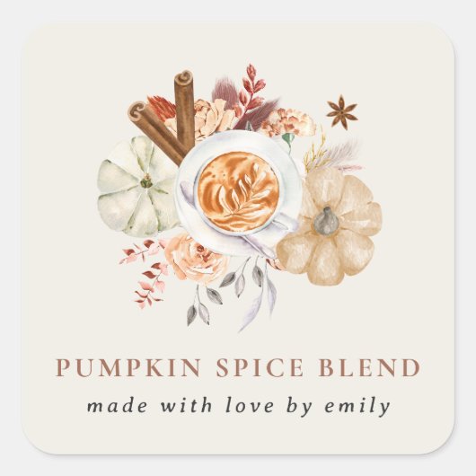 Aangepaste Pumpkin Spice Blend Favor Vierkante Sticker (Voorkant)