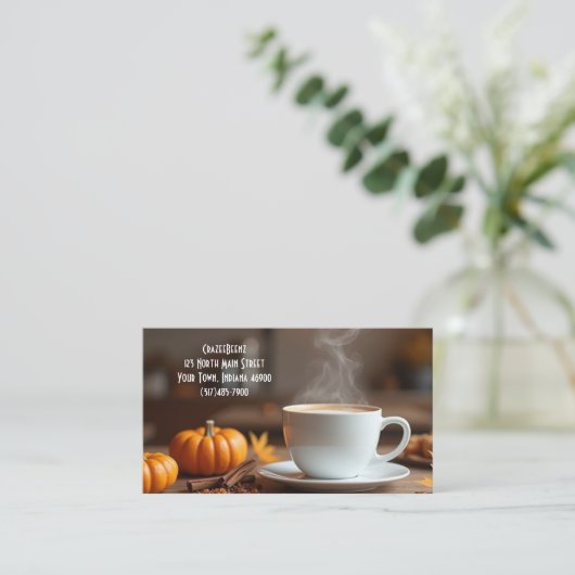 Aangepaste Pumpkin Spice Coffee Shop en Punch Kaar Visitekaartje (Staand voorkant)