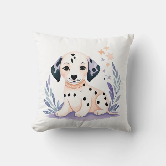 Aangepaste Puppy Dalmatische Kussen Boho Floral De (Voorkant)