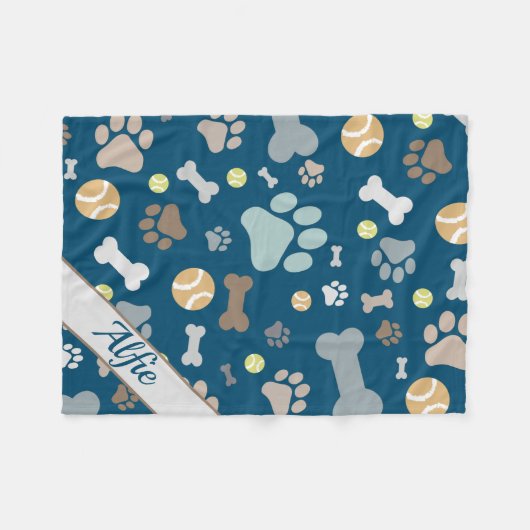 Aangepaste Puppy Dog Paw Botpatroon Fleece Deken (Voorkant (Horizontaal))