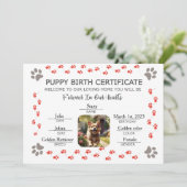 Aangepaste Puppy Geboortecertificaat Kaart (Staand voorkant)