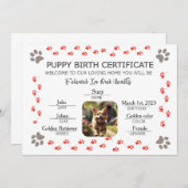 Aangepaste Puppy Geboortecertificaat Kaart (Voorkant / Achterkant)