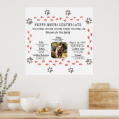 Aangepaste Puppy Geboortecertificaat Poster (Keuken)