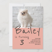 Aangepaste Puppy Hond Foto Verjaardag Uitnodiging (Voorkant)