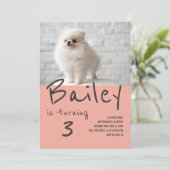 Aangepaste Puppy Hond Foto Verjaardag Uitnodiging (Staand voorkant)