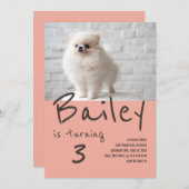 Aangepaste Puppy Hond Foto Verjaardag Uitnodiging (Voorkant / Achterkant)