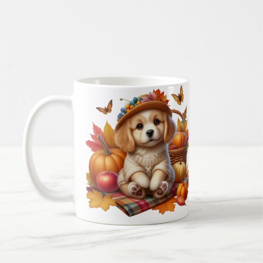 Aangepaste puppy mok herfst cadeau (Links)