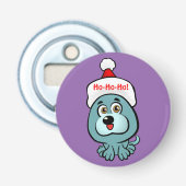 Aangepaste puppy Santa Claus Button Flesopener (Voorkant)