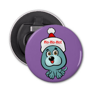 Aangepaste puppy Santa Claus Button Flesopener