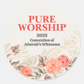 Aangepaste Pure Aanbidding JW 2025 Conventie Ronde Sticker (Voorkant)