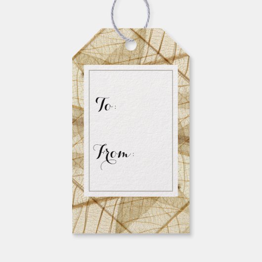 Aangepaste, pure kant bladeren cadeaulabel (Achterkant)