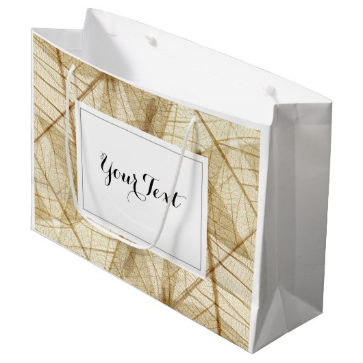 Aangepaste, pure kant bladeren groot cadeauzakje (Voorkant Gekanteld)
