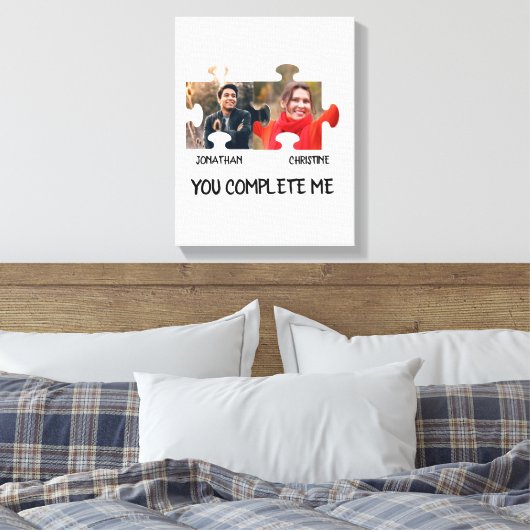 Aangepaste puzzelfoto Je vult me paar in Canvas Afdruk (Insitu (Slaapkamer))