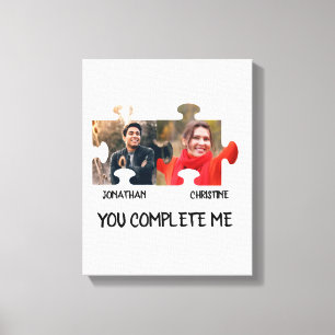 Aangepaste puzzelfoto Je vult me paar in Canvas Afdruk