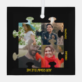 Aangepaste puzzelfoto Je vult me paar in Glas Ornament (Achterkant)