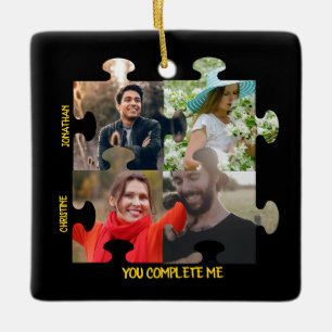 Aangepaste puzzelfoto Je vult me paar in Keramisch Ornament
