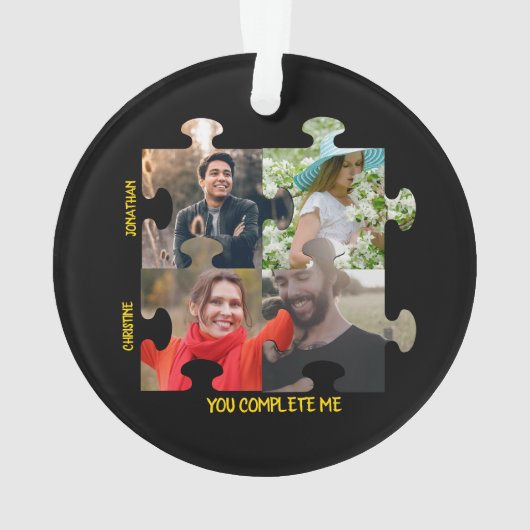 Aangepaste puzzelfoto Je vult me paar in Ornament (achterkant)