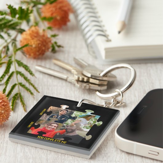 Aangepaste puzzelfoto Je vult me paar in Sleutelhanger (Voorkant Rechts)