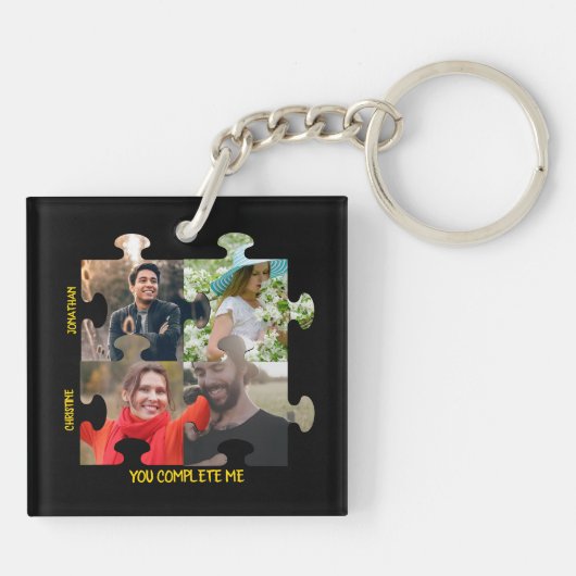 Aangepaste puzzelfoto Je vult me paar in Sleutelhanger (Achterkant)